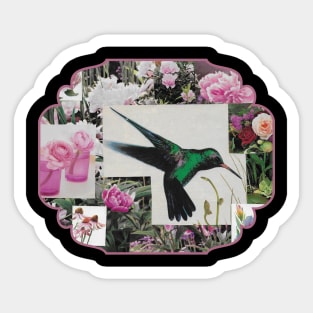 Hummingbird and Flowers Sticker